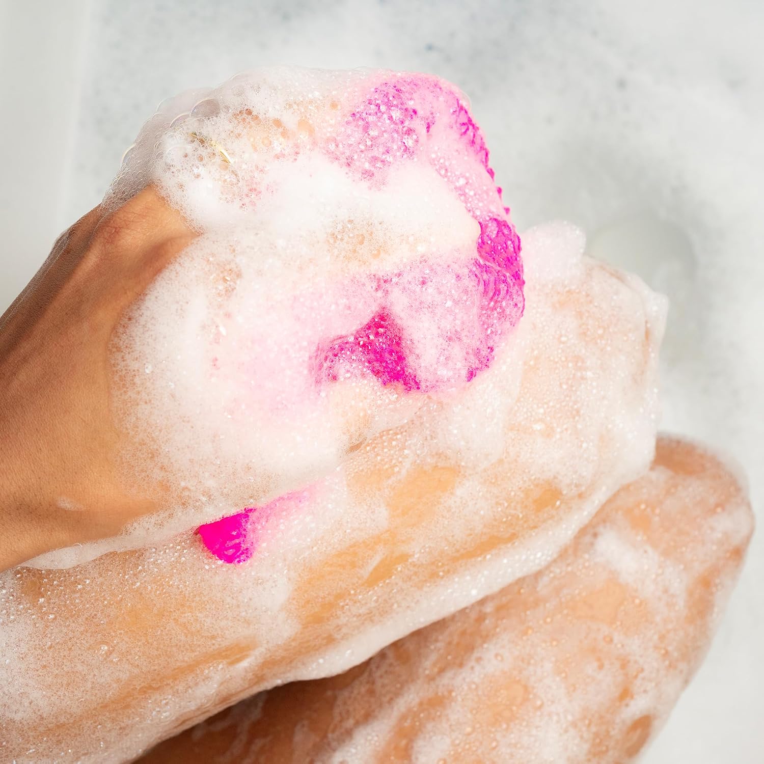 African Net Sponge, Premium Authentic Exfoliating Body Scrubber, Extra Long Stretch Bath Sponge for Shower, Deep Exfoliating Washcloth for Smooth Skin, 2 Pack (Purple & Pink)