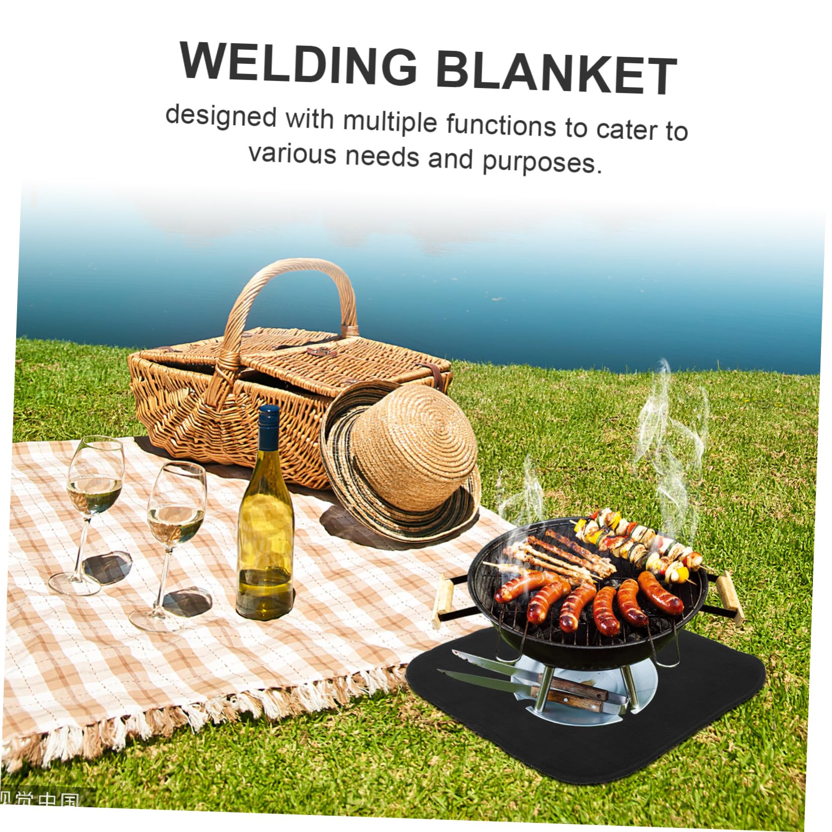 Cabilock Welding Blanket Protector Fire Blankets Emergency for Home Fireproof Mat Camping Blanket Retardant Insulation Cotton Small Mats Solder Mat Heat Fire Proof Mat Polyester Fiber Black
