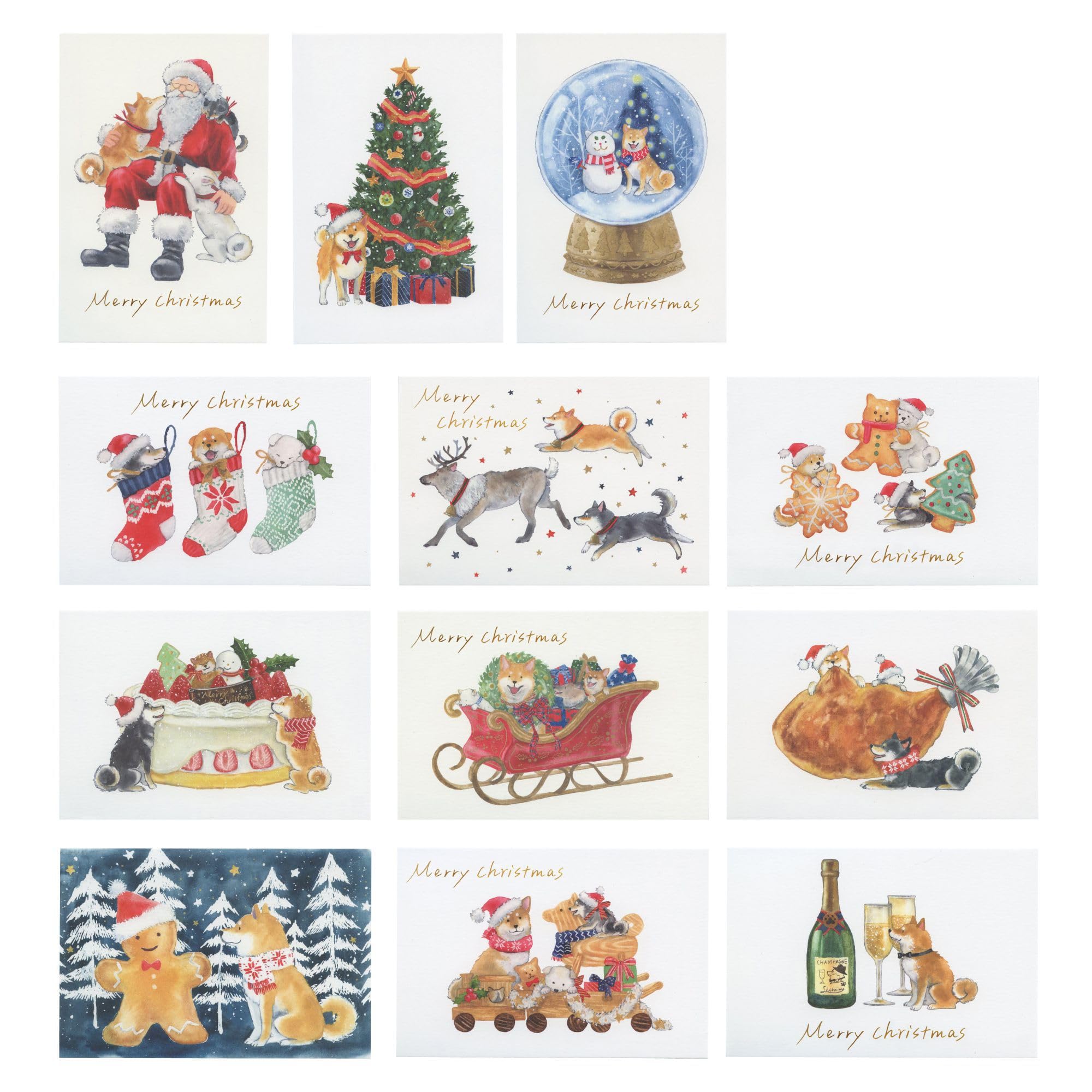 Amazon | ポストカード しばいぬとクリスマス 村田夏佳 【ジンジャー