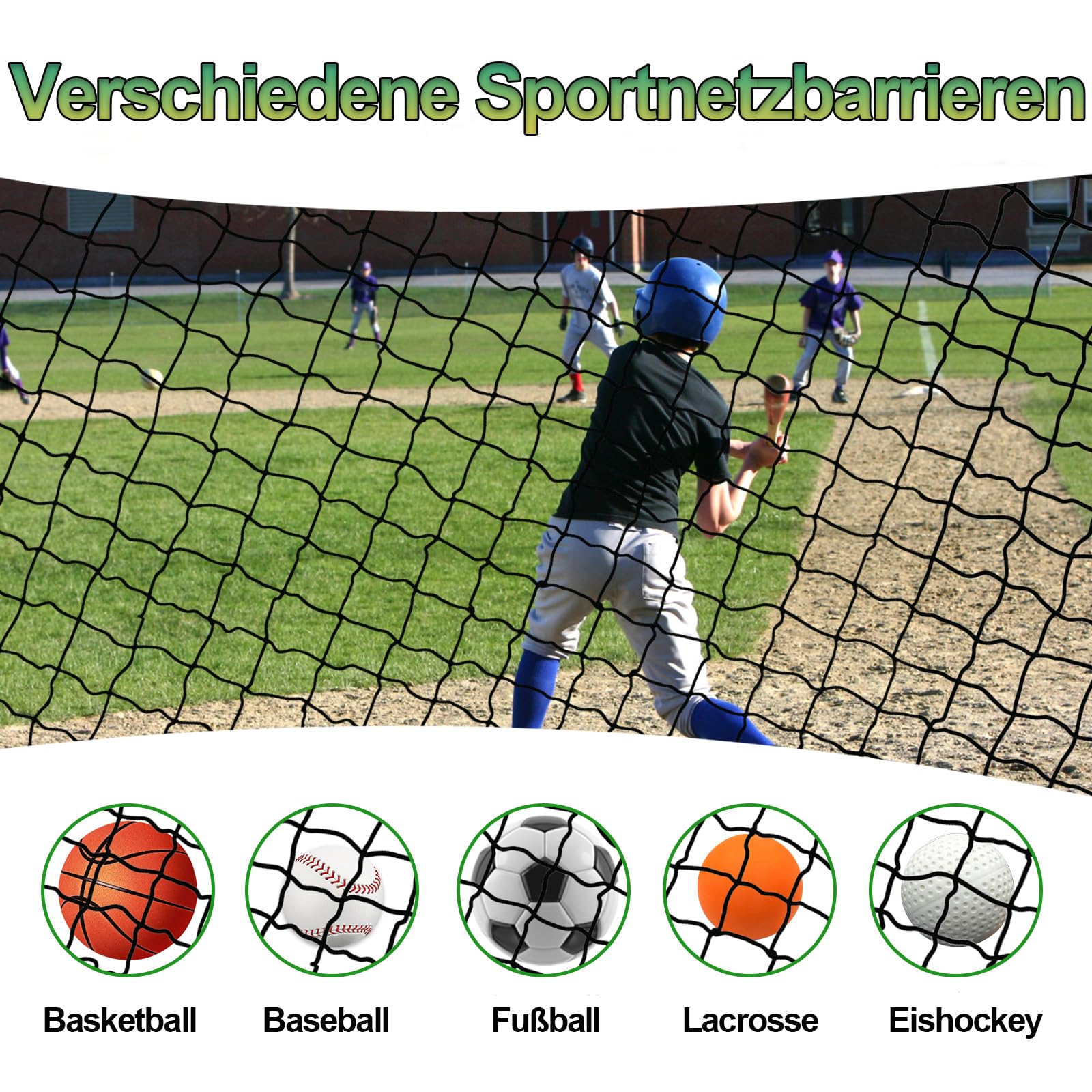 Golfnetz, Golf-Übungsnetz (nur Netz), 3 x 6 m,Robustes Nylon-Schlagnetz für Golf, Baseball, Hockey