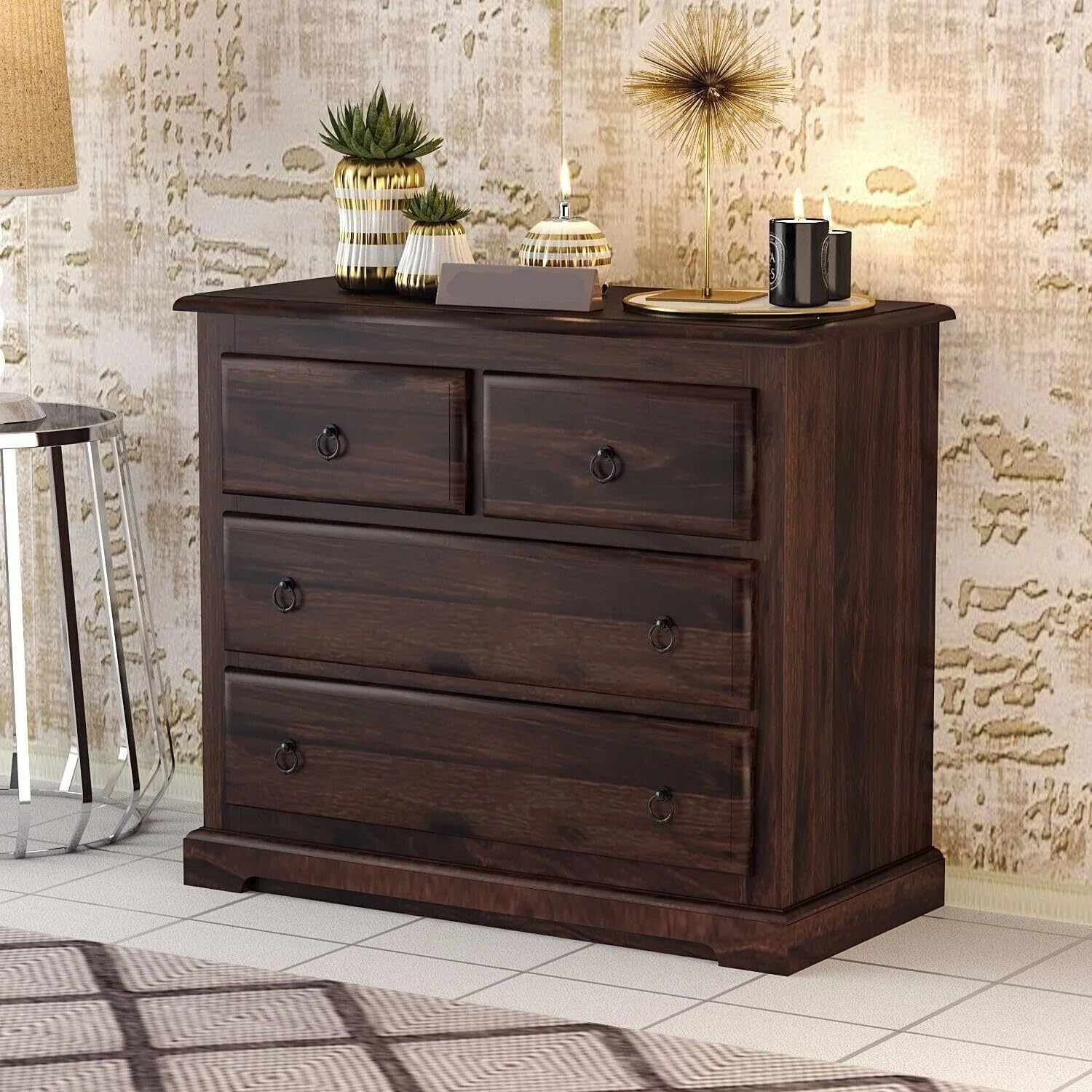 UNITEK FURNITURE Sheesham (Rosewood) Cabinet | Solid Wood Sideboard (Finish Color - Walnut Finish) Cabinet |-image-10