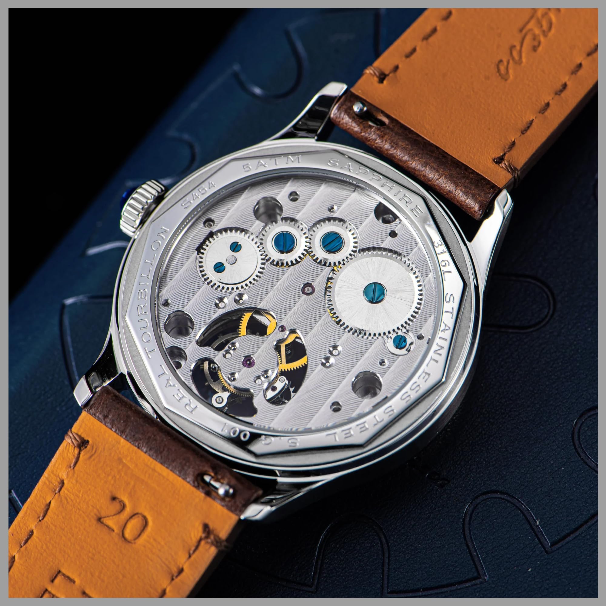 S454.SK.K Tourbillon Master ST8000 Uhrwerk Saphirglas Herren Mechanische Uhr 1963, silber, Armband