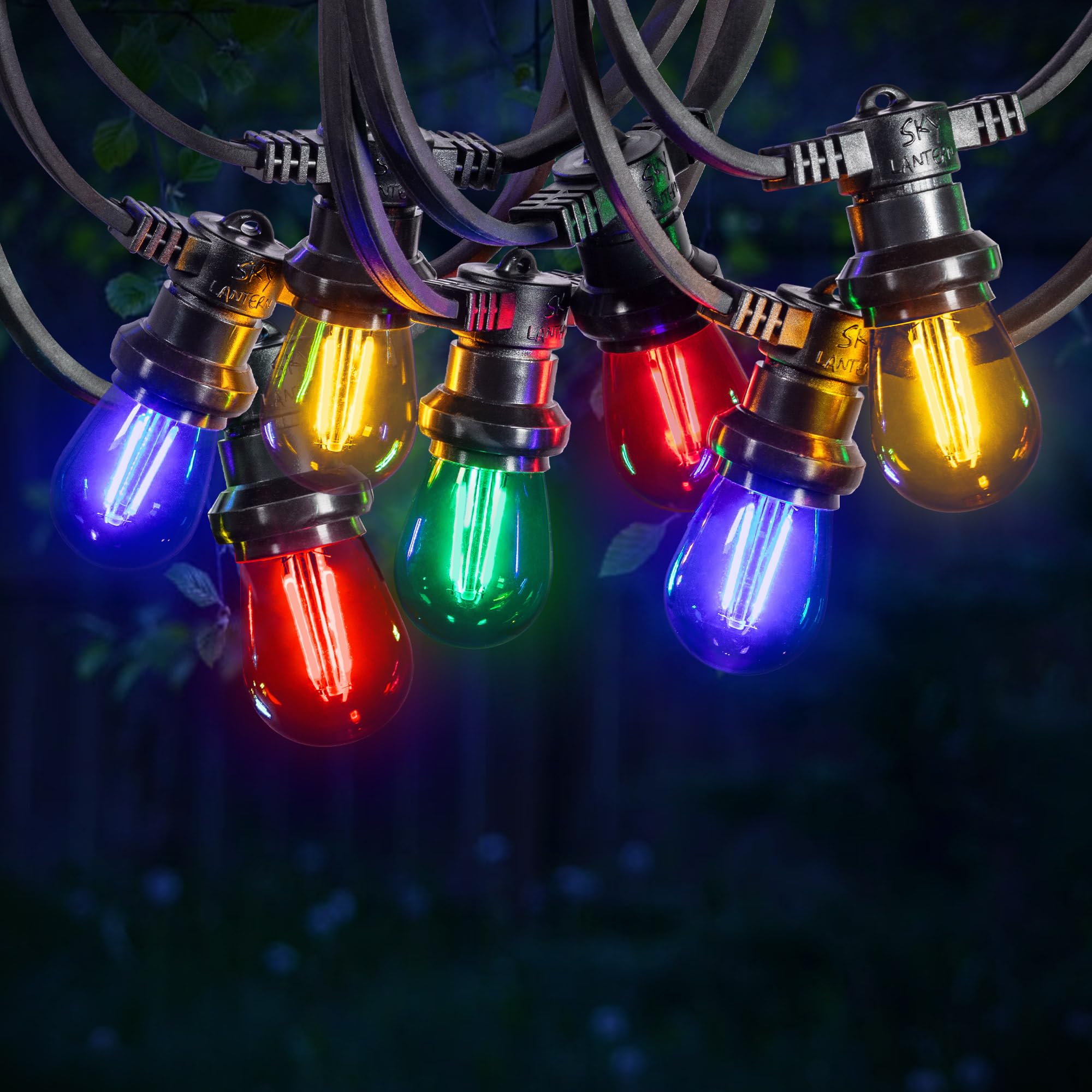 SKYLANTERN Guirlande Guinguette 20M 40 Bulbes Filament Rouge Bleu Jaune Vert - Guirlande Lumineuse Ampoule E27 Multicolore