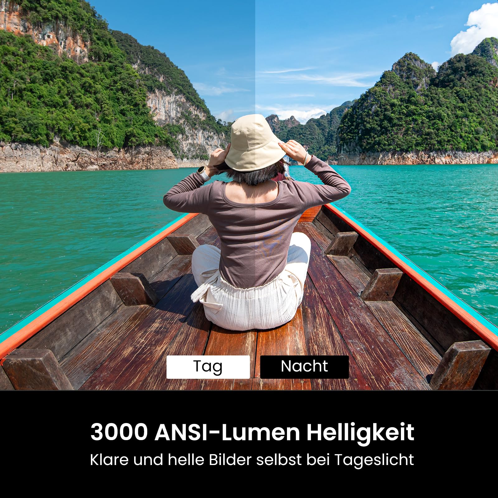 HAPPRUN Smart Beamer mit 3000 ANSI Lumen, Offiziellem Google TV, 4K-Unterstützung, Dolby Audio, Autofokus und Auto-Keystone, WiFi 6 und Bluetooth, für Zuhause und Outdoor, Schwarz