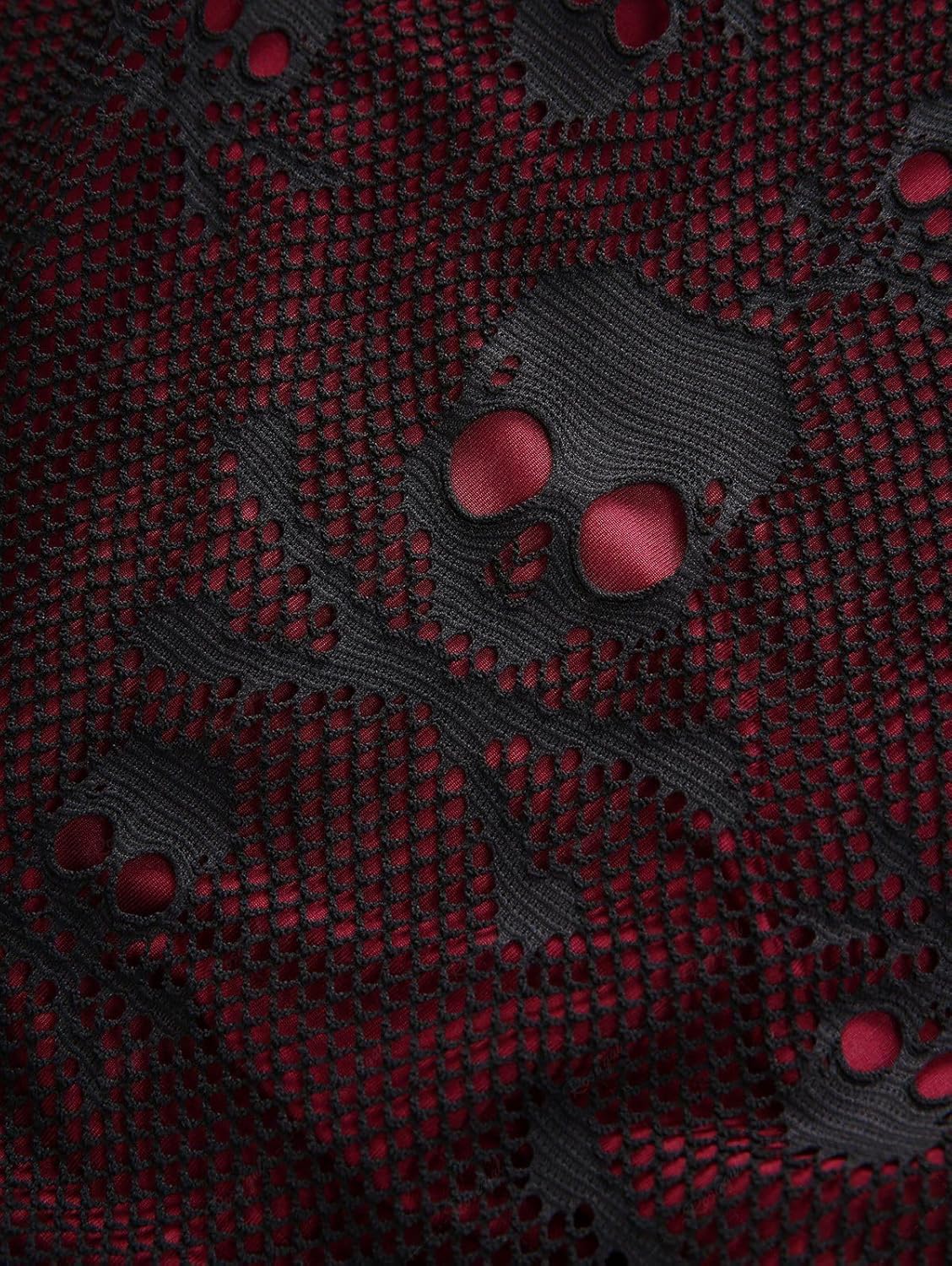 Rosegal Women Plus Size Gothic Lace-up PU Cross Skulls Lace Panel Asymmetrical High Low Midi Dress Rivets Straps Punk Dress - Image 5