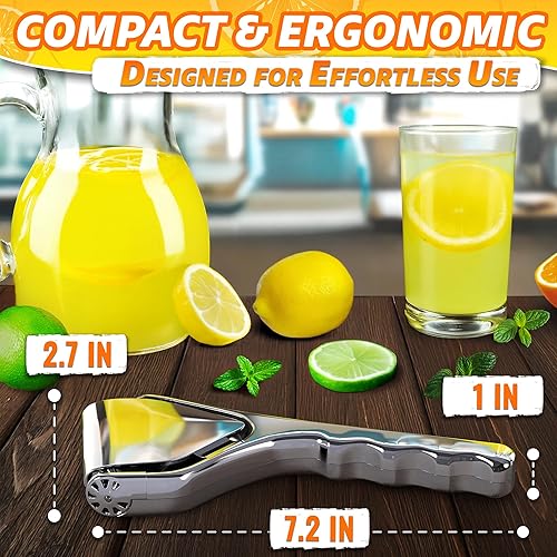 Miniatura 2 de Exprimidor de limón de acero inoxidable  Exprimidor de limón plano resistente a la flexión fuerte y resistente al óxido, diseño fácil de usar para