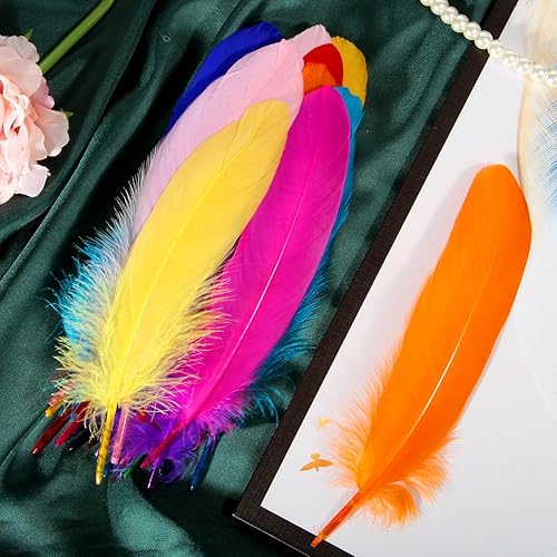 Miniatura 6 de THARAHT 120 plumas de ganso de colores mixtos naturales a granel de 6 a 8 pulgadas, 15 a 7.9in para manualidades, bricolaje, cosplay, boda, fiesta,