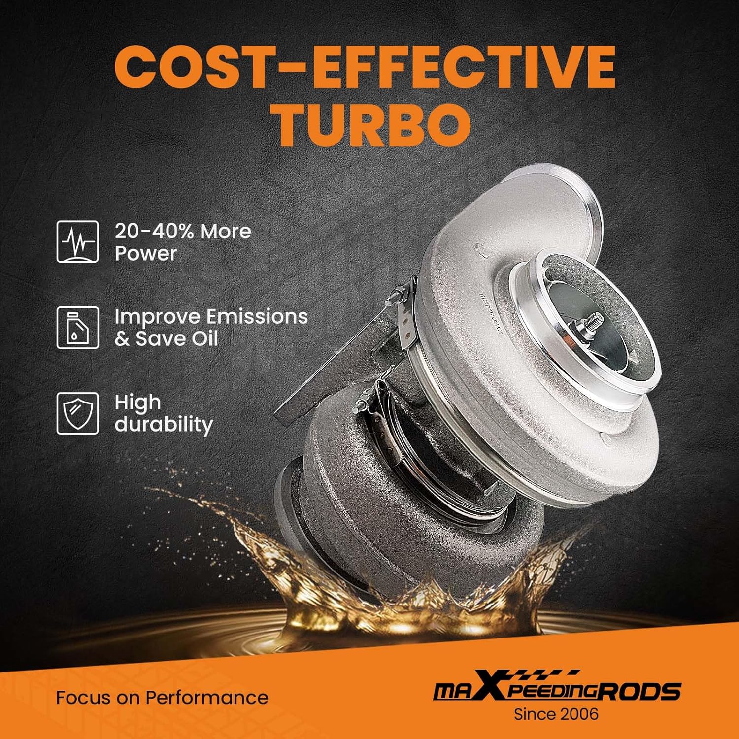 maXpeedingrods S400SX4 T6 Turbo Turbocharger for DDC-MTU Navistar Int Harvester Truck with Series 60 Engine 2000-2008, 4.0L-6.0L Engine, 23518588 171702 171703 23518567, Basic VL Series