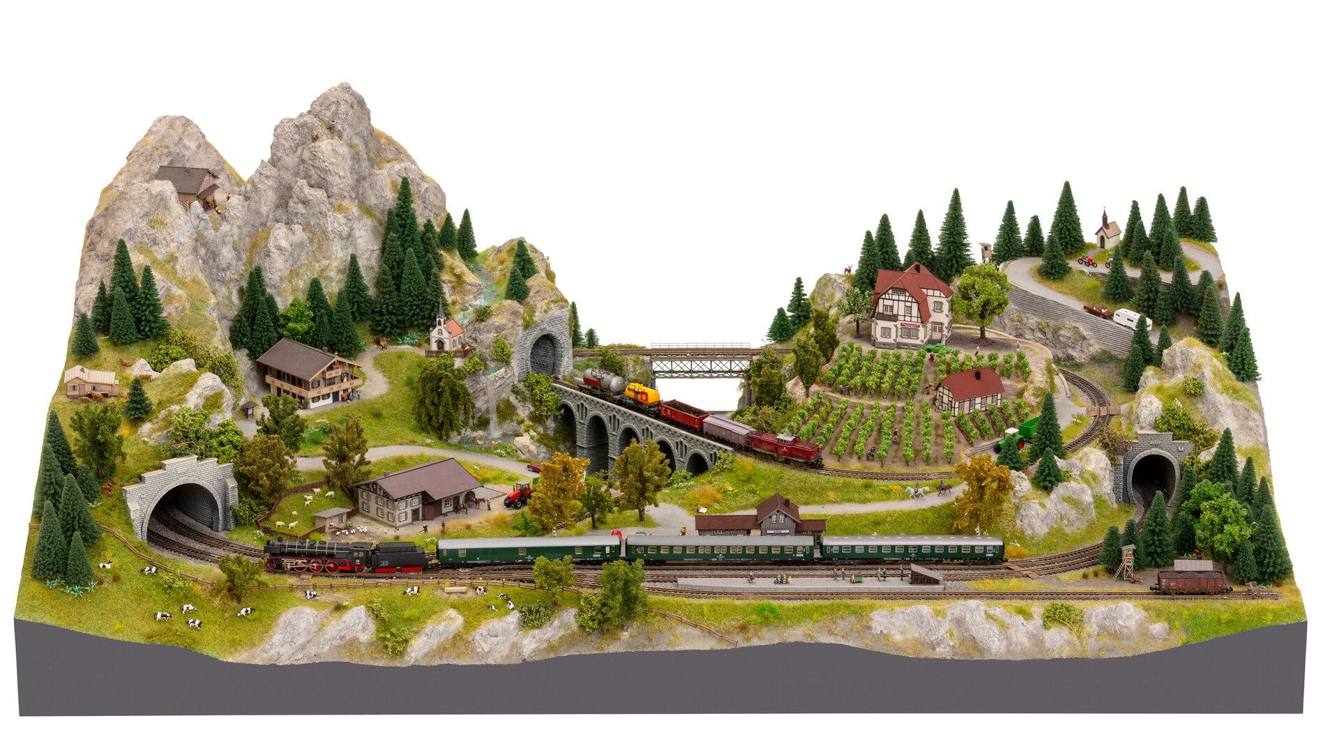NOCH® Easy Track® Trassenbausatz „Mittelberg“, 1:160 Maßstab für Spur N Modellbau erweiterbar und flexibel