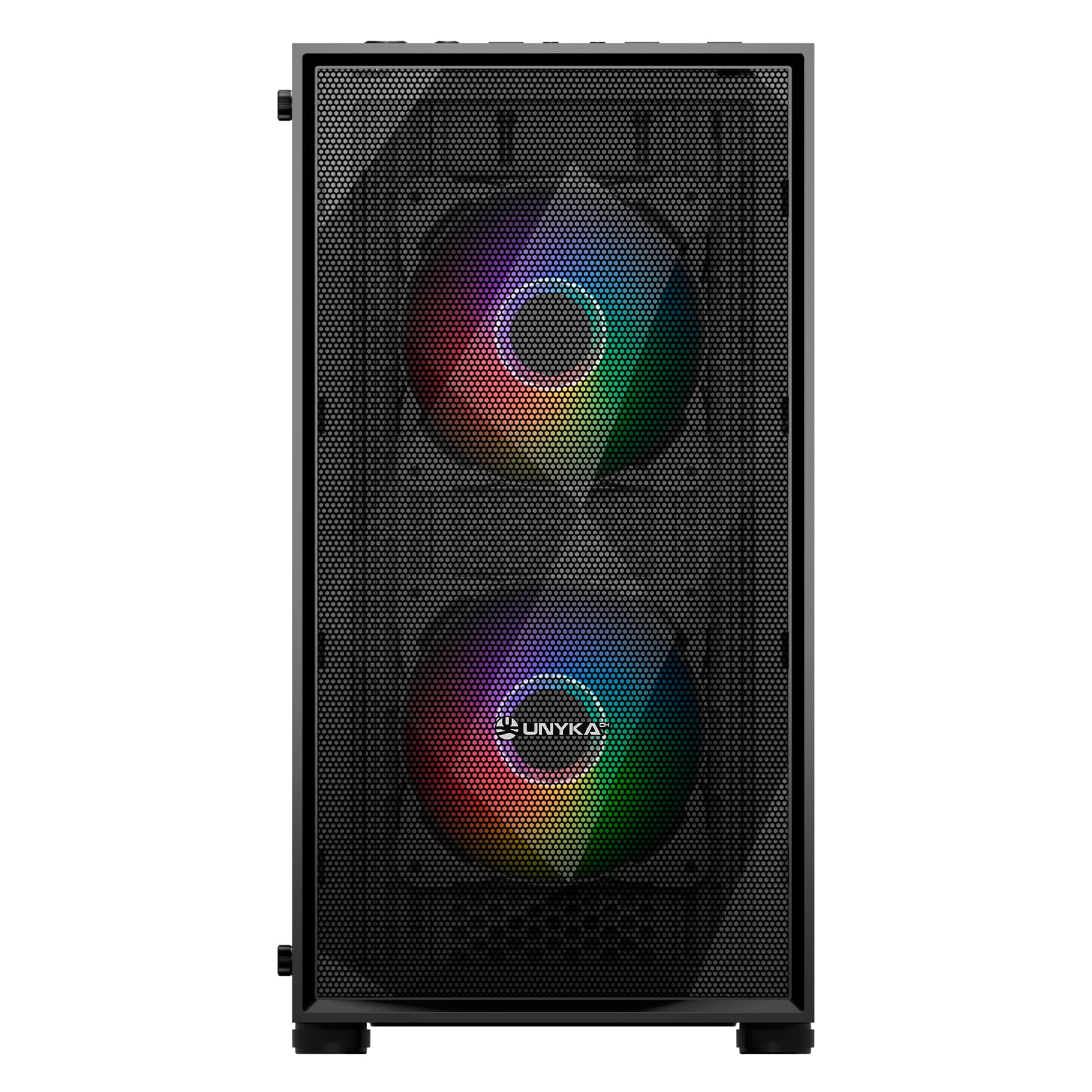 UNYKAch Scatola Micro ATX Gaming MIR B200, vetro temperato, tre ventole ARGB e tre porte USB
