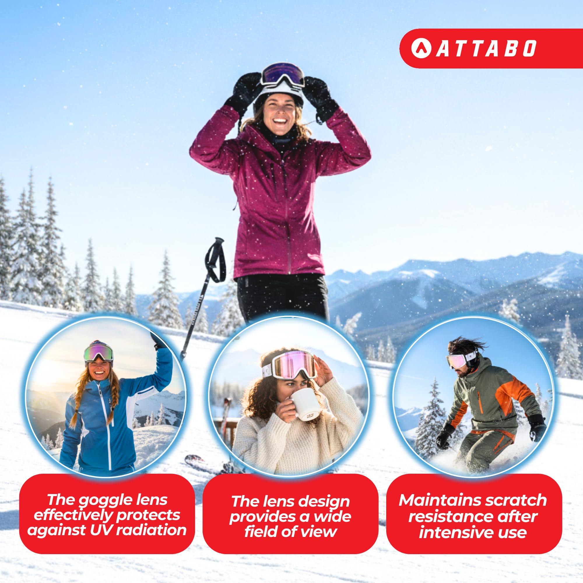 ATTABO Nanuk Pro Lunettes de ski Mixte (lot de 1)