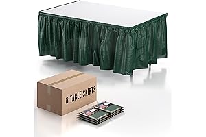 Dark Green Table Skirt 29" x 14' - [6-Pack] | Green Disposable Table Skirts