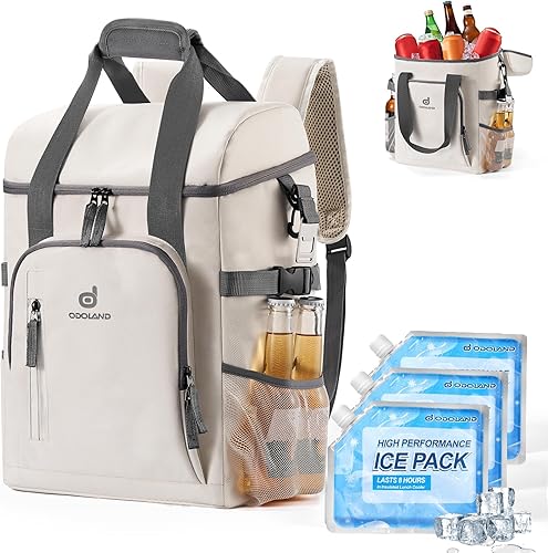 Odoland Cooler Backpack for Camping - 30 Cans Insulated Leakproof Waterproof Lunch Bag for Men and Women, Cooler Bag with Ice Pack for Beach,