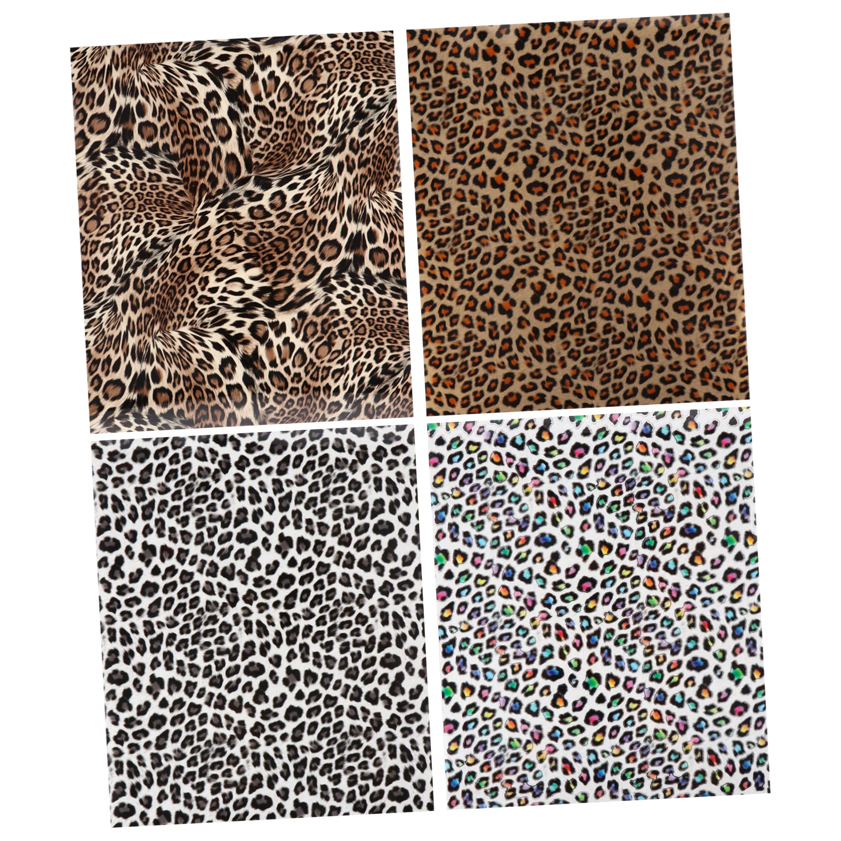 VILLCASE 4 Sheets Gold Leaf Heat Transfer Film Rainbow Heat Transfer Vinyl Infusible Ink Animal Print Heat Transfer Vinyl PVC Heat Transfer Film Thermoflex Vinyl A4 Polyurethane Pu Printer