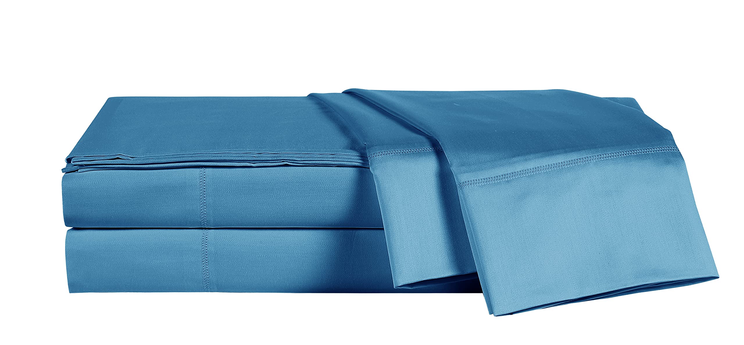ELINEN Bed Sheet Set Full Size 4 Pieces, 600 Thread Count 100% Supima Cotton Sheets, Soft & Silk Sateen Weave, Fits Mattress Up to 18'',Deep Pocket, Breathable & Fade Resistant (Peacock Blue, Full)