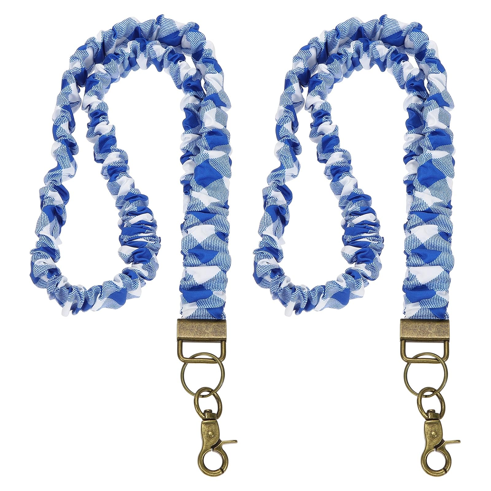 PATIKIL Scrunchie Lanyard Teacher,2 Pcs Stretchy Lanyards,Blue-White Plaid