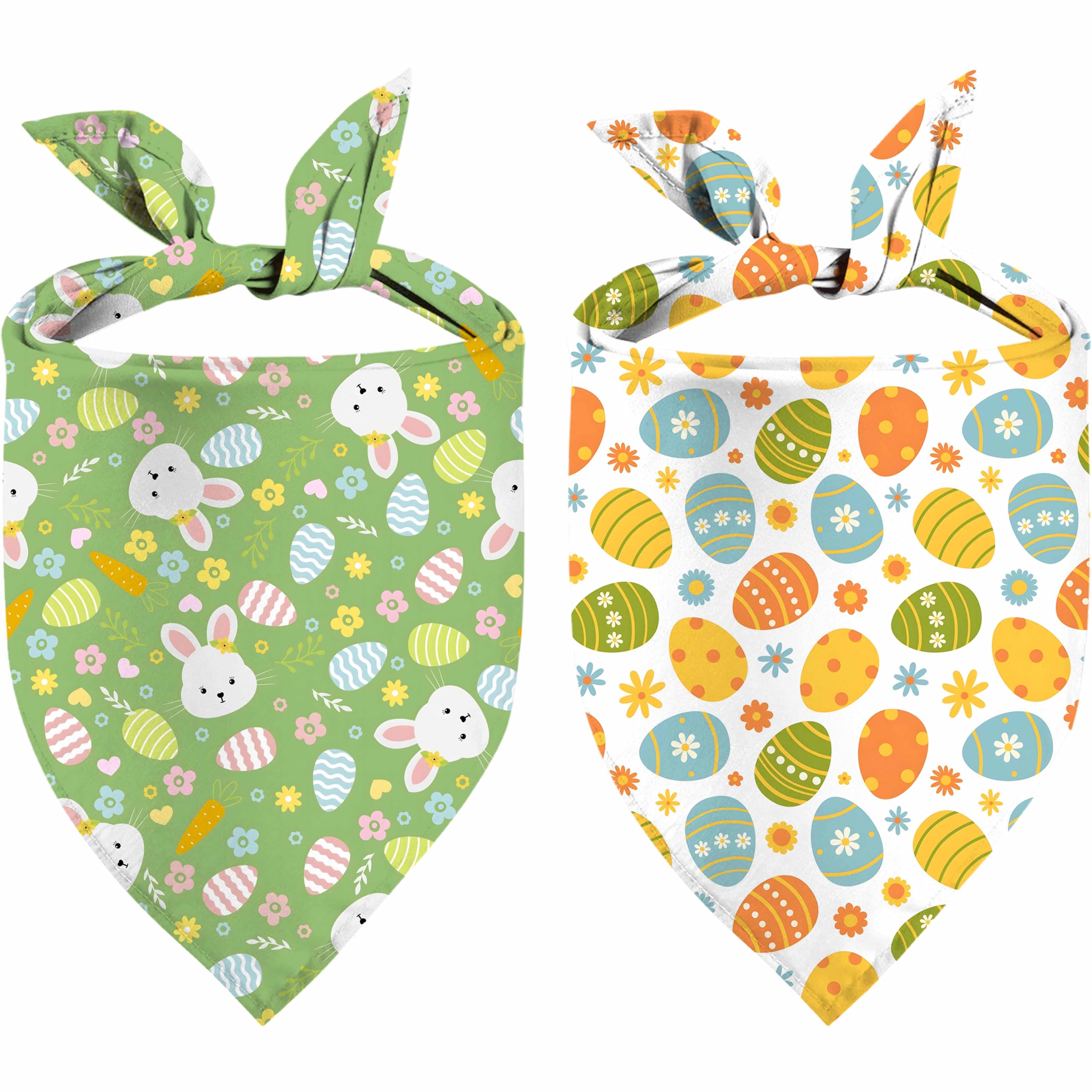 Easter Dog Bandana, 2 Pack Adjustable Holiday Party Pets Rabbit Easter Egg Bandanas Triangle Bibs Cat Scarf Set