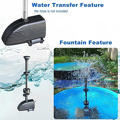 Miniatura 6 de Filtro de estanque con kit de fuente de bomba, bomba sumergible para estanque Koi, filtros para estanque al aire libre, 3 patrones de agua,