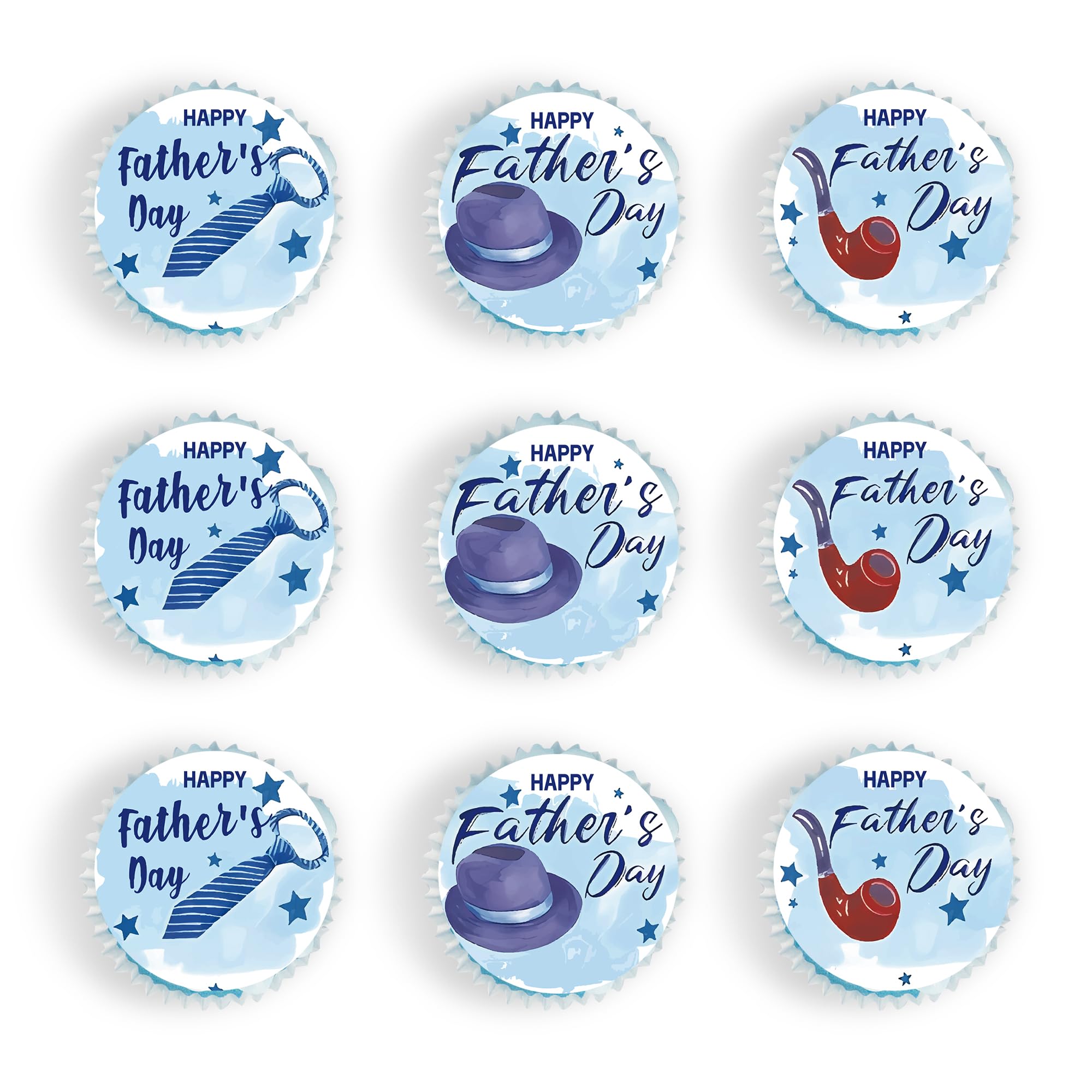 48 Pcs Edible Happy Fathers Day Cupcake Toppers Cupcake Picks Happy Father's Day Theme Men Birthday Party Cake Decorations Supplies