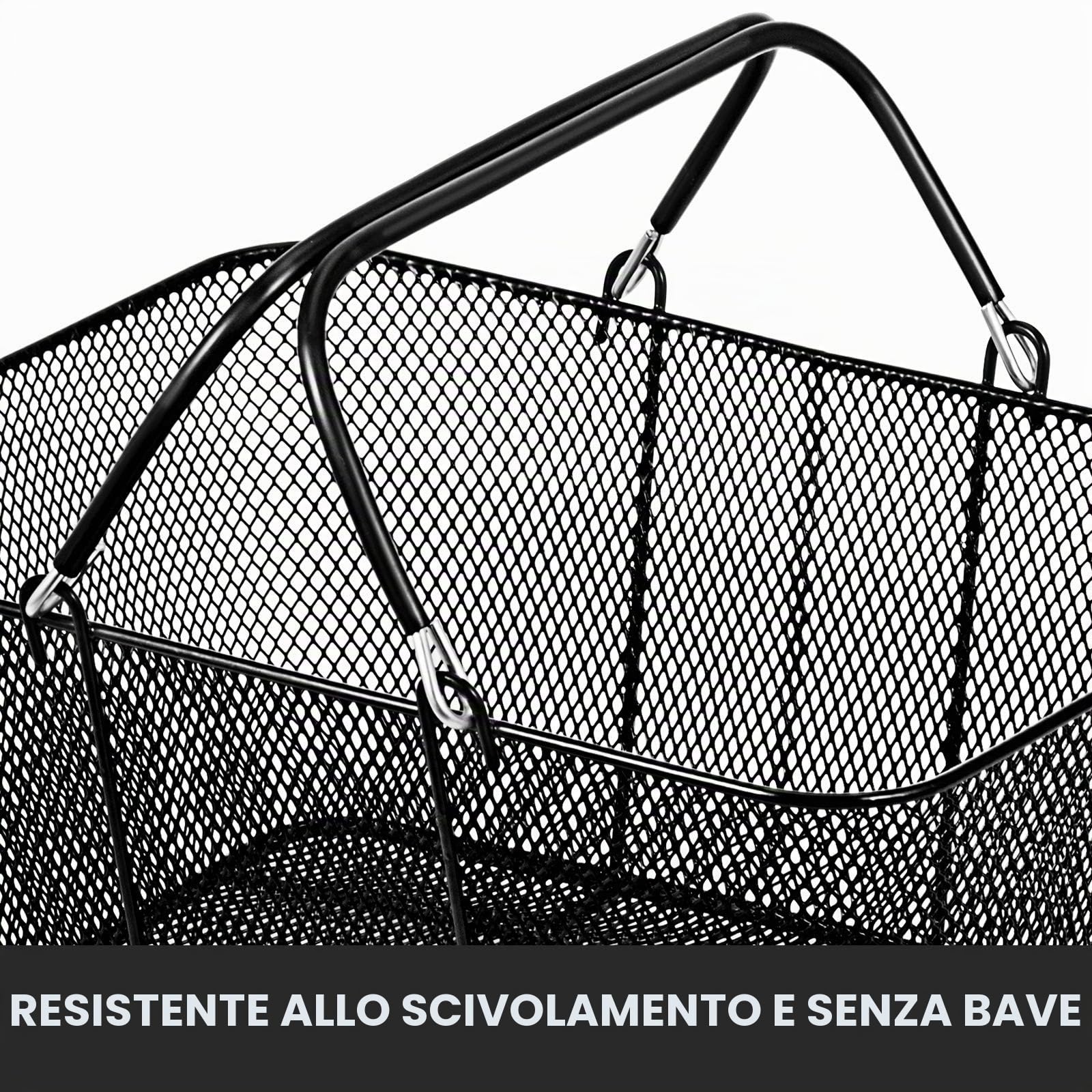 VEVOR 12 cestini per la spesa con manici, cestino per la spesa in metallo nero portatile, in rete metallica per supermercati, nero