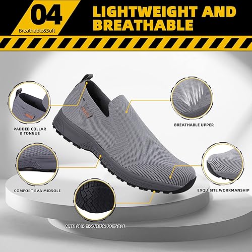 Miniatura 5 de Zapatos de trabajo antideslizantes para hombre, zapatos de chef impermeables para cocina, hospital, antideslizantes, con amortiguación de aire