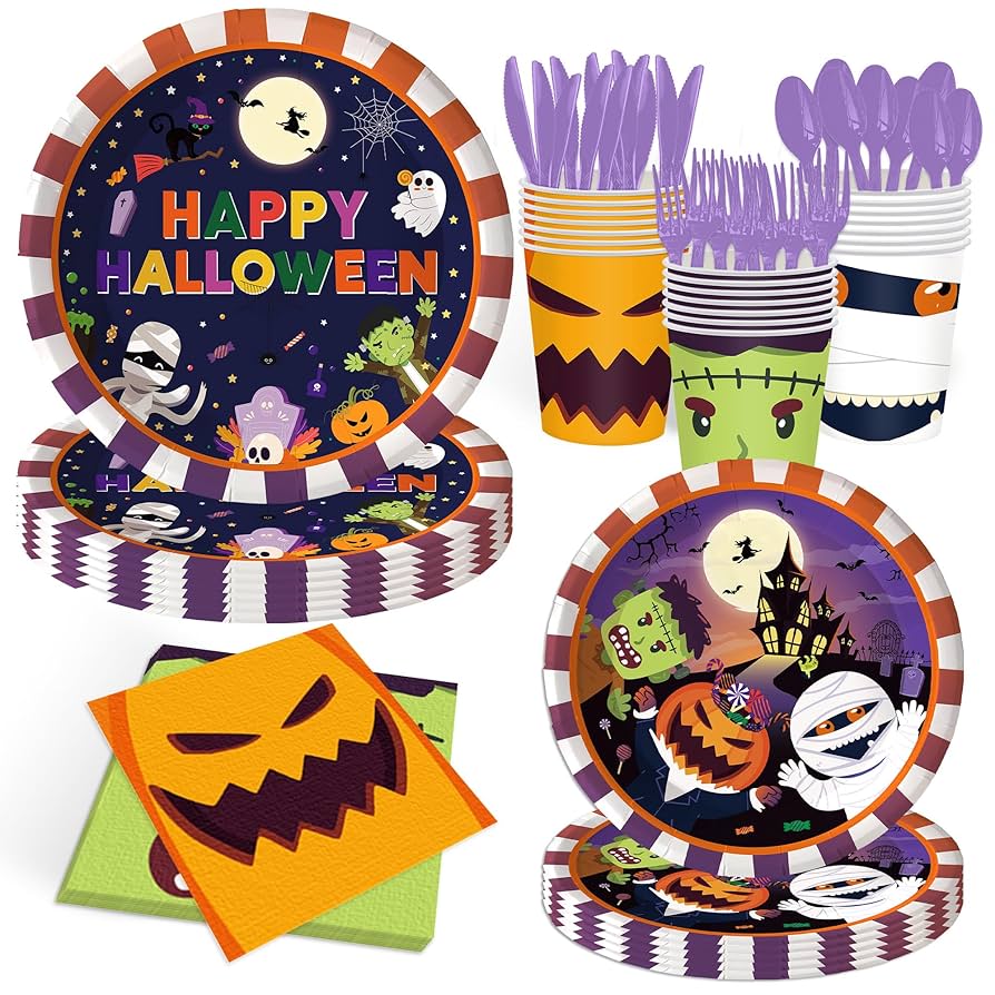 ハロウィン★食器set Amazon.co.jp: ハロウィンパーティー食器セット 168個 漫画