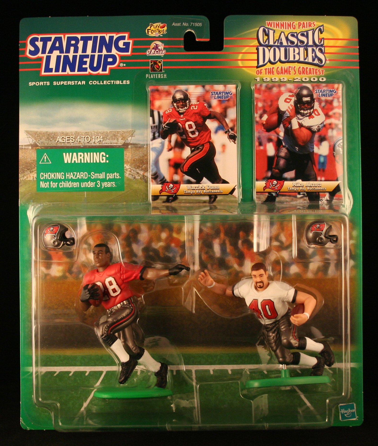 WARRICK DUNN / TAMPA BAY BUCCANEERS & MIKE ALSTOTT / TAMPA BAY BUCCANEERS 1999-2000 NFL Classic Doubles Winning Pairs Starting Lineup Action Figures & Exclusive Collector Trading Cards