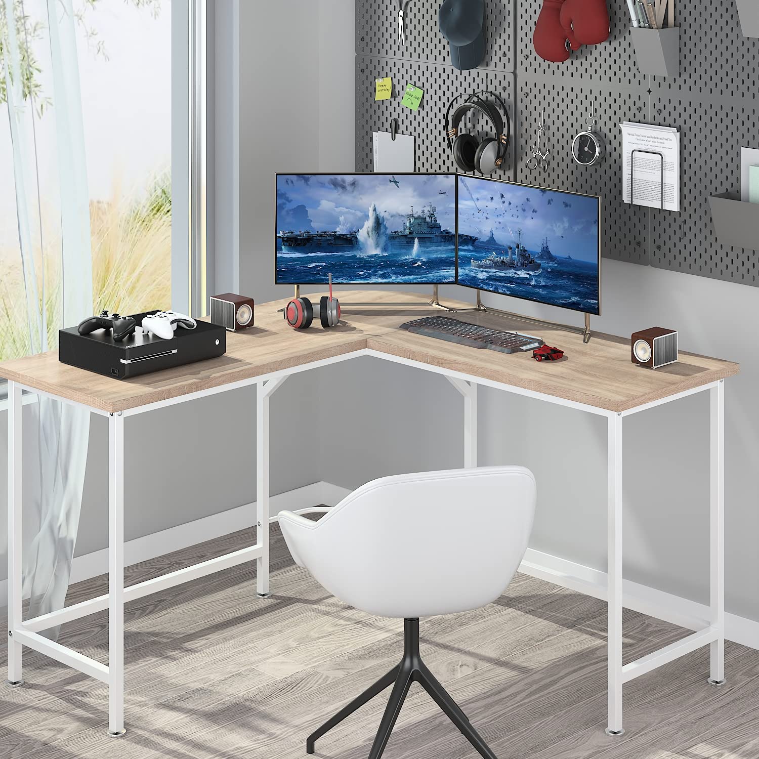 Buy Allewie L Shaped Desk, 55'' Modern Computer Gaming Desk, Home