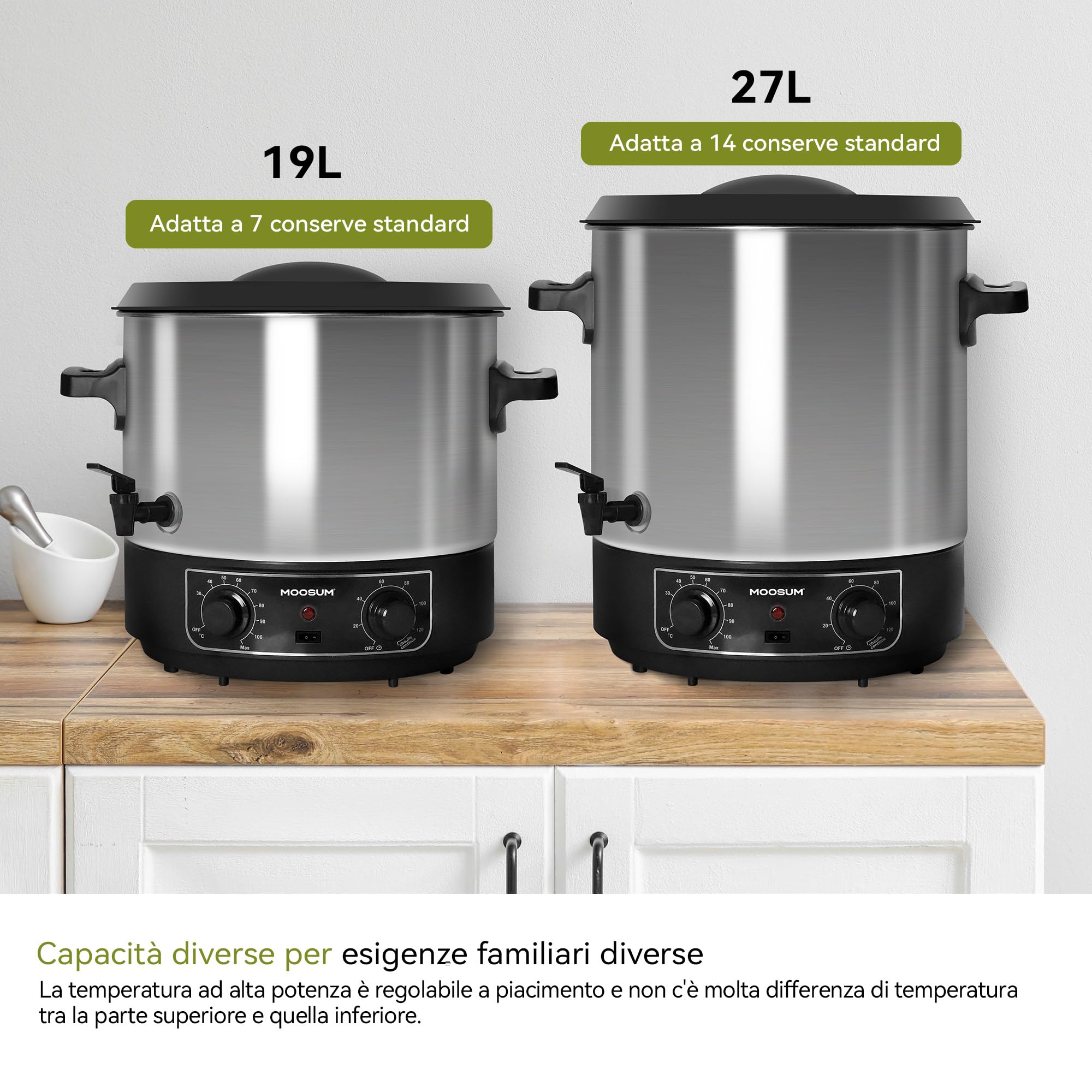 Pastorizzatore, Dispenser per Bevande Calde, 27 L, 1800 Watt, 30-100 °C, Timer, Funzione Mantenimento Calore, Protezione Ssurriscaldamento