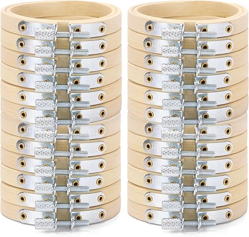 Caydo 24 aros de bordado de 2.5 pulgadas a granel, pequeños aros de punto de cruz, círculo de bambú, mini aros de bordado para adornos de Navidad, disponible en Yaxa Peru