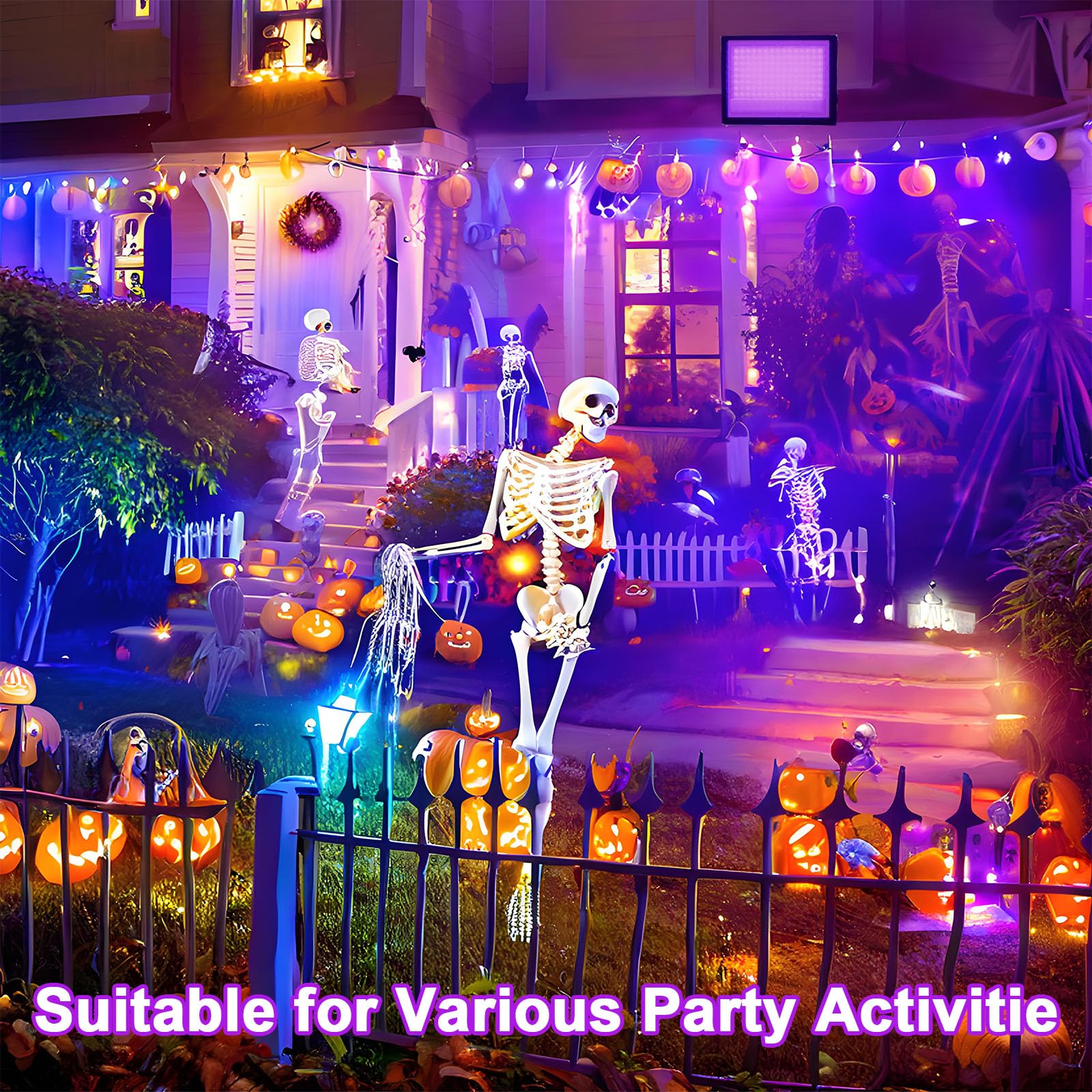 2 sztuki 100 W czarne światło LED, IP66, wodoodporna lampa UV UV, czarne światło ultrafioletowe z przełącznikiem na Halloween, dyskotekę, malowanie ciała, neon, DJ, czarne światło imprezowe