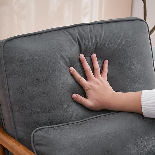 Miniatura 96 de Bonnlo Juego de 2 sillas decorativas de color beige fino, tapizadas de mediados de siglo, modernas sillas de lectura, sillas de lectura laterales,