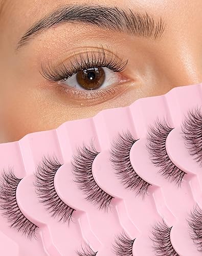 Pestañas postizas naturales de Jiocolor, pestañas cortas con rizado en C, pestañas falsas de aspecto natural, paquete de pestañas esponjosas, 7