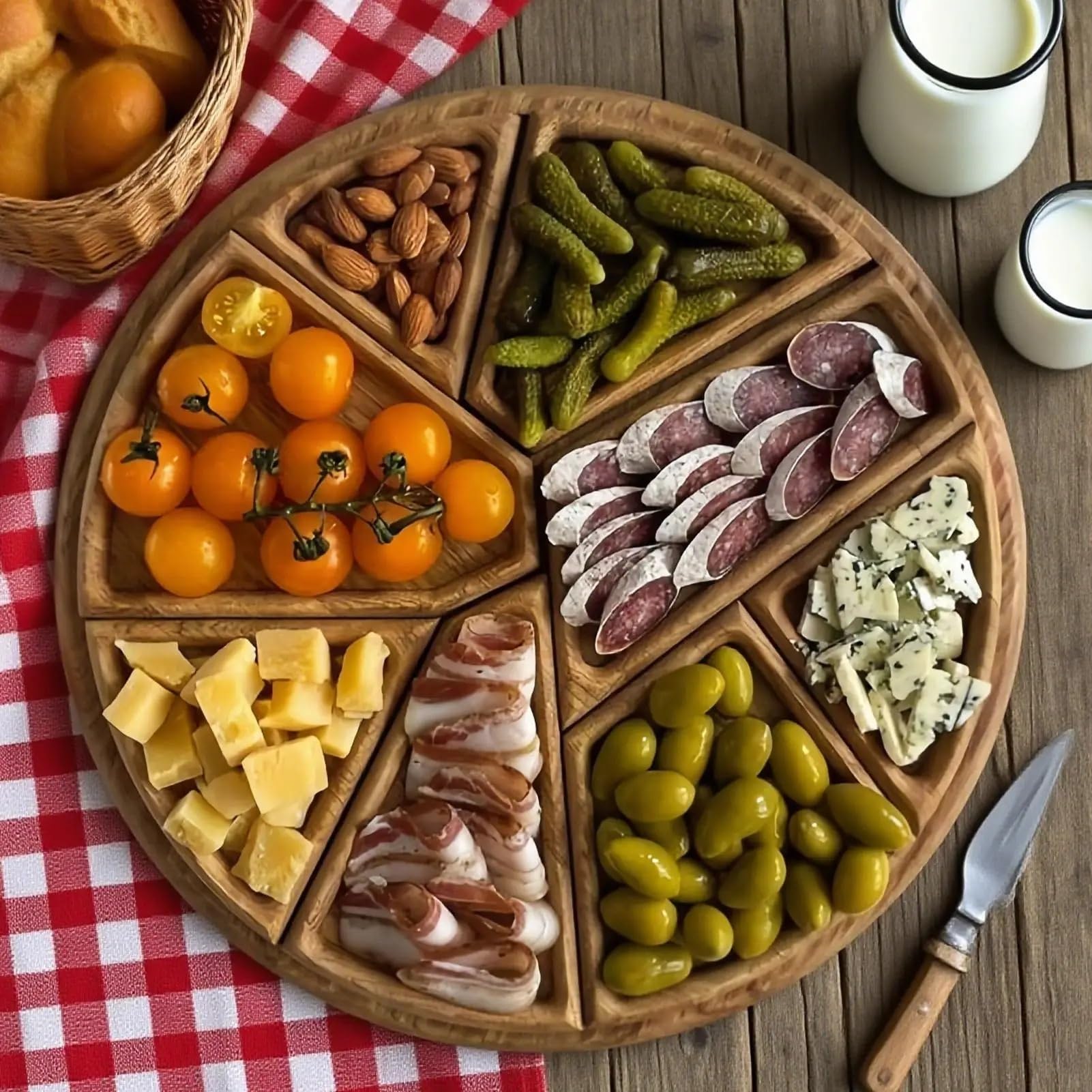 Obstteller aus Holz, geteiltes Puzzle-Serviertablett für Partys | Holz-Obst-Dessert-Tablett, Lebensmitteltablett, Snack-Teller in verschiedenen Größen