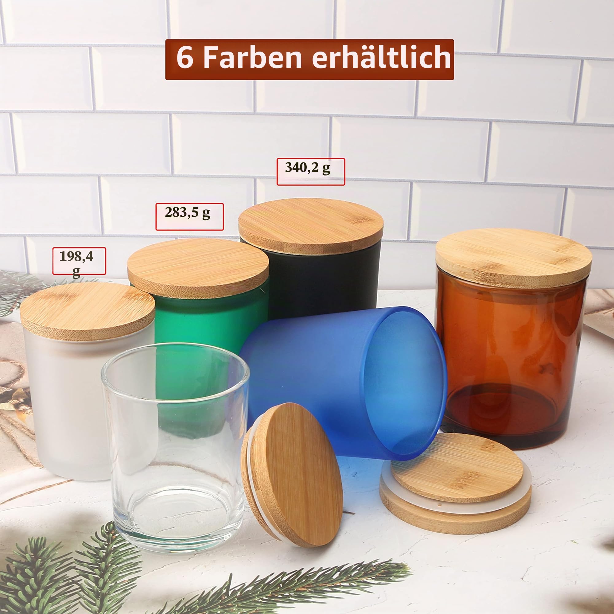 MILIVIXAY Klare Kerzengläser aus Glas mit Deckeln 12er-Pack 295 ml