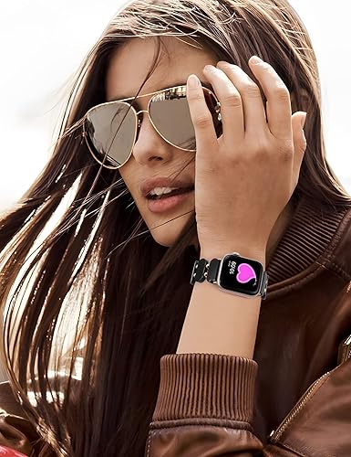 Miniatura 6 de Minyee Compatible con correas de reloj Apple de resina de 1496 pulgadas 1575 pulgadas 1614 pulgadas correa elástica de concha de tortuga para mujer