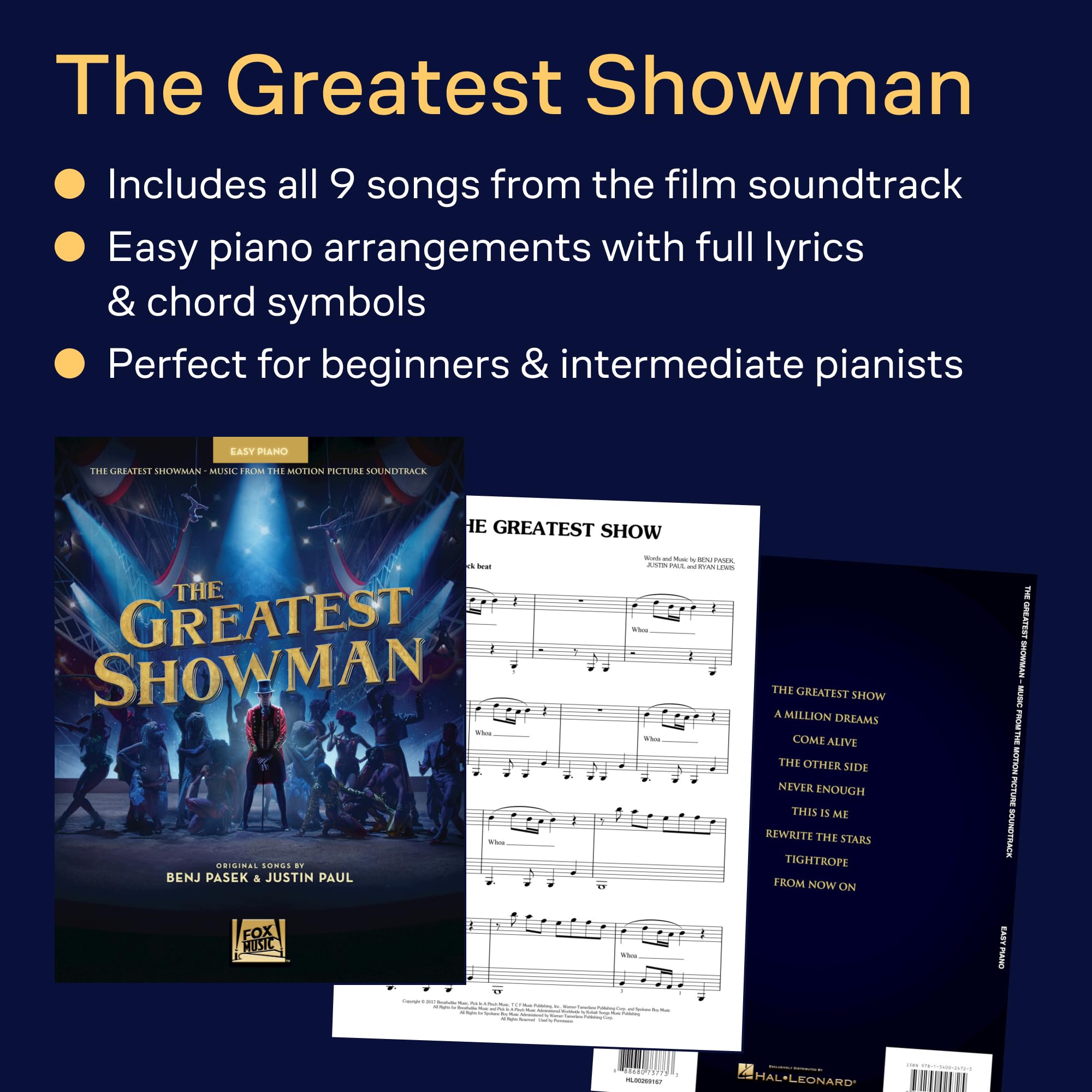 The Greatest Showman: Easy Piano | Notenbuch mit 9 Songs aus dem Soundtrack | Musiknoten für Anfänger | Klaviernoten für Kinder und Jugendliche | ... Music from the Motion Picture Soundtrack