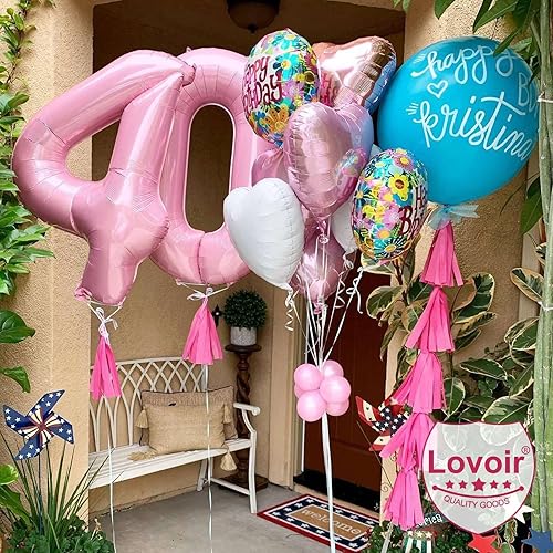 Miniatura 7 de Globos de 40 pulgadas color rosa bebé número 0 de gran tamaño jumbo de papel de aluminio Mylar para helio rosa claro para niñas, suministros de