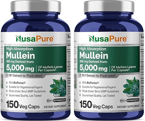 Miniatura 8 de NusaPure Cápsulas de hoja de gordolobo extracto 10:1, 500 mg equivalentes a 5,000 mg por cápsulas vegetarianas – 150 unidades – Verbascum Thapsus