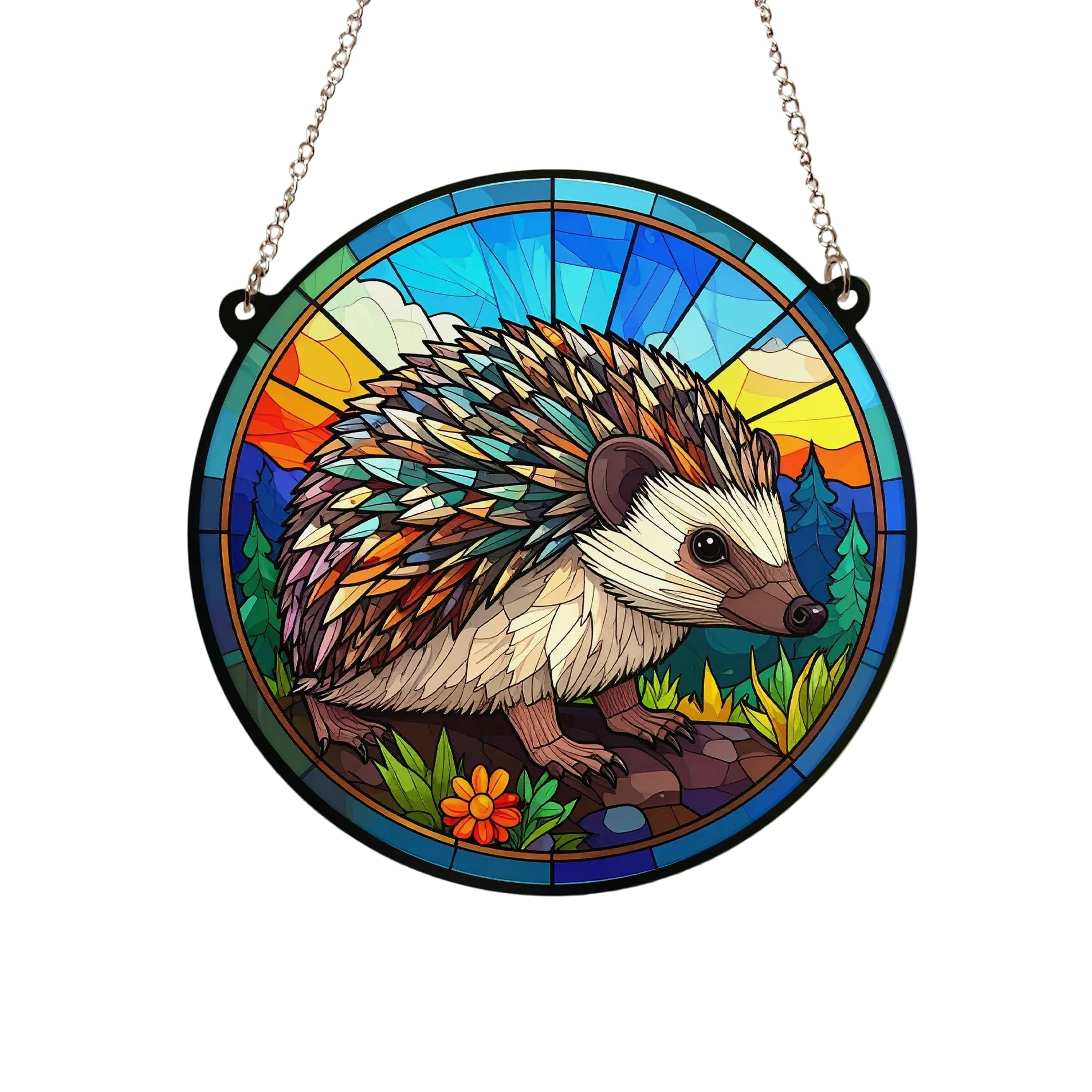 Hedgehog Suncatcher Acrylic Hanging Stained Glass Effect Decor (13cm)