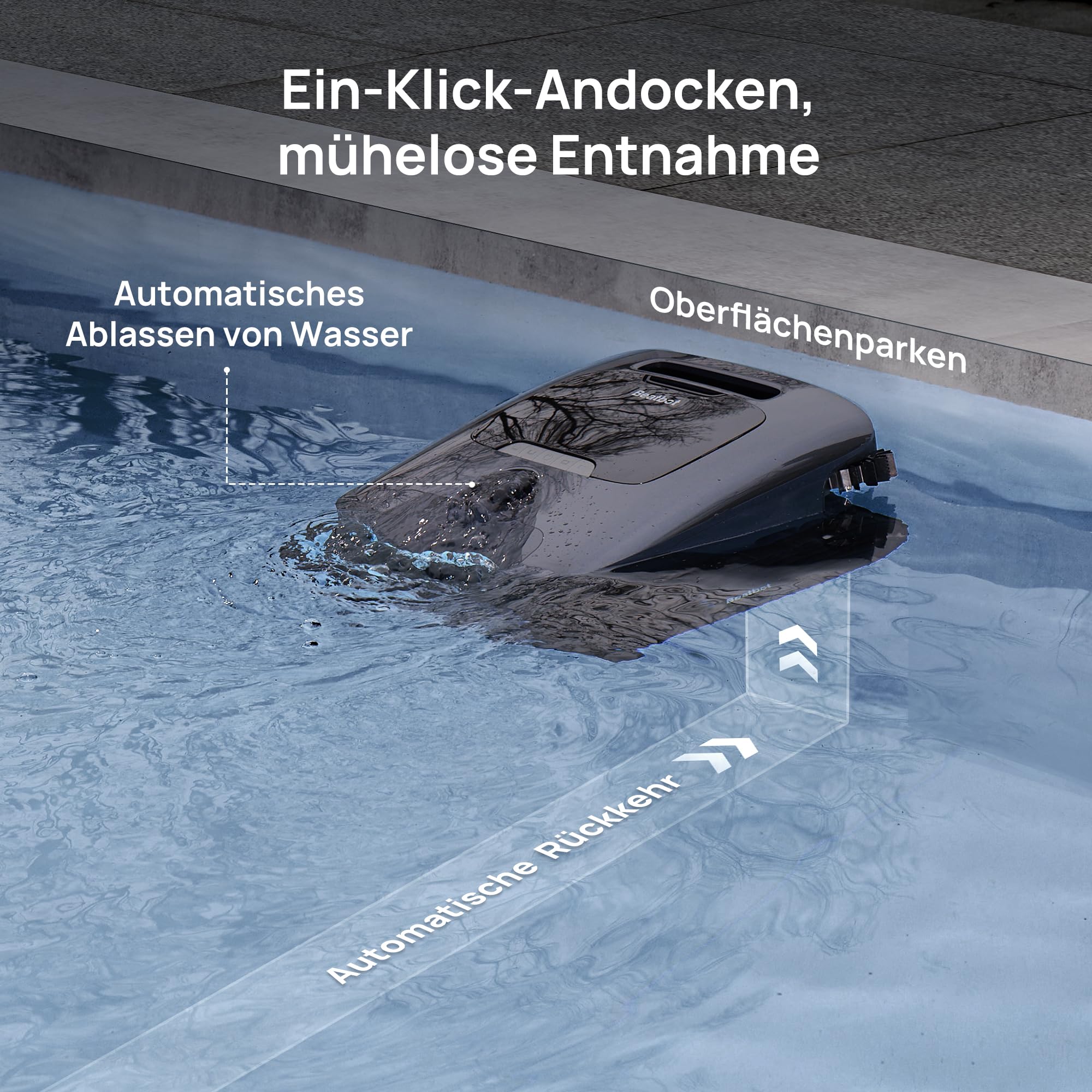 Beatbot Aquasense 2 Ultra Poolroboter, KI Mapping, 5in1 Komplettreinigung, KI-Schmutzerkennung, Poolsauger Akku für Oberfläche Boden und Wand, Poolreinigung bis zu 300m²