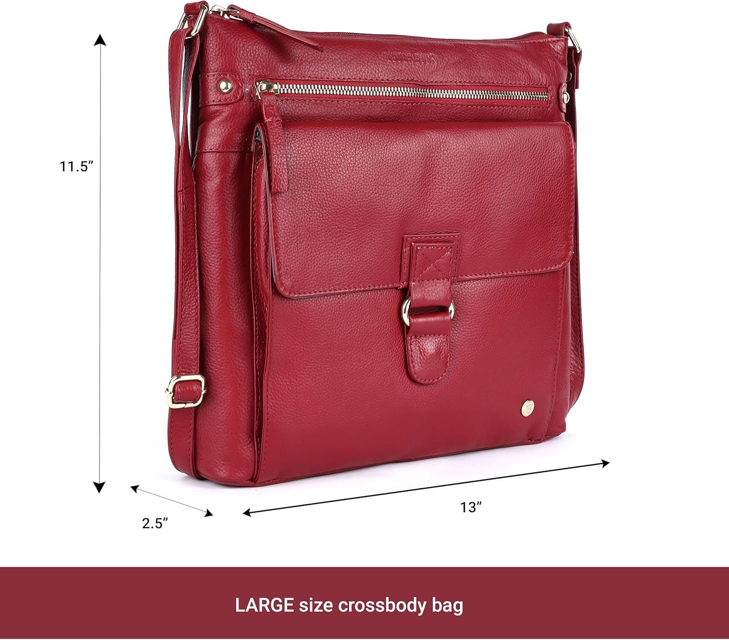 Shirley Large Soft Real Leather Womens Crossbody Handbags and Purses-Triple Zip Sling Crossover Shoulder Bag | Large, Soft, Real Leather, Purses, Triple Zip, Sling - Image 4