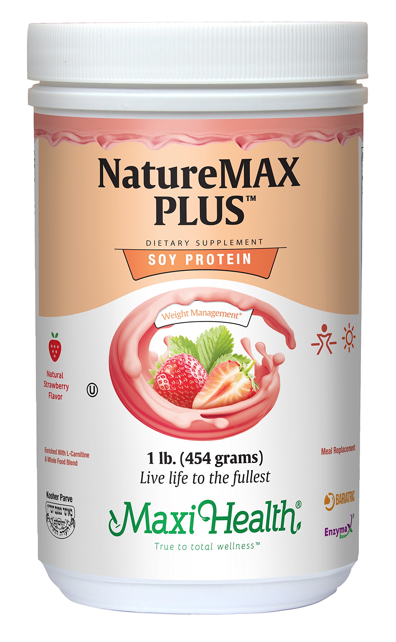 Naturemax PLUS - Soy Protein - Strawberry - Diet & Energy Support - 0.5kg Powder - Kosher