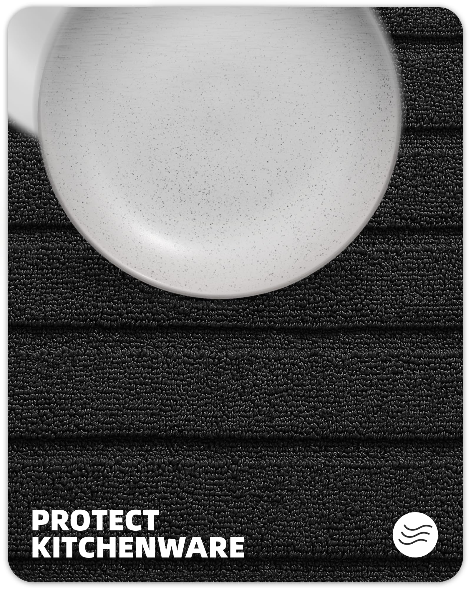 Color G Kitchen Runner Rug Non Skid Washable, Kitchen Mats for Floor in Front of Sink Absorbent, Black Kitchen Mat Runner 17”x59“