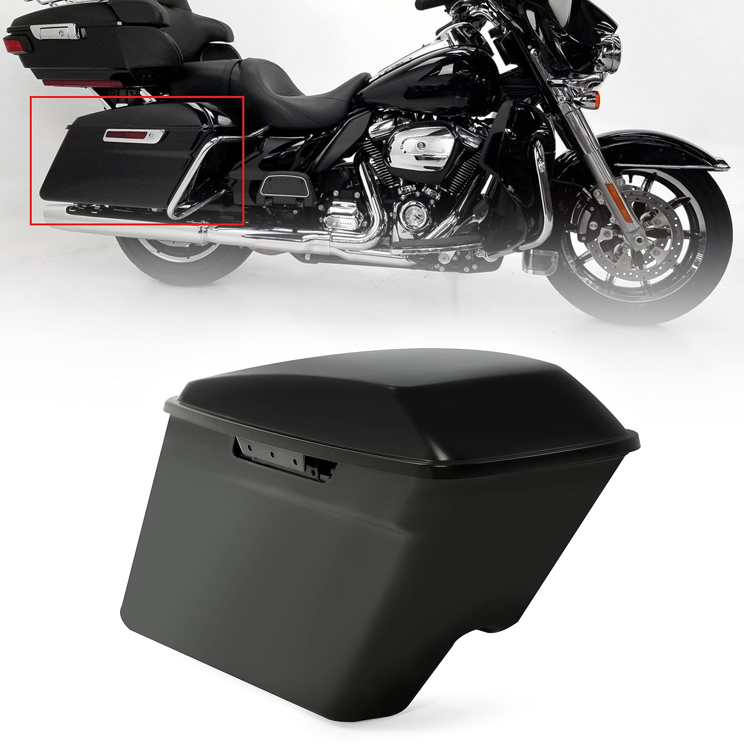 ECOTRIC 5'' Extended Stretched Saddlebags Unpainted Compatible with 2014-later Harley Touring FLT FLHT FLHTCU FLHRC Road King Road Glide Street Glide Electra Glide Ultra-Classic (W/O Hardware)
