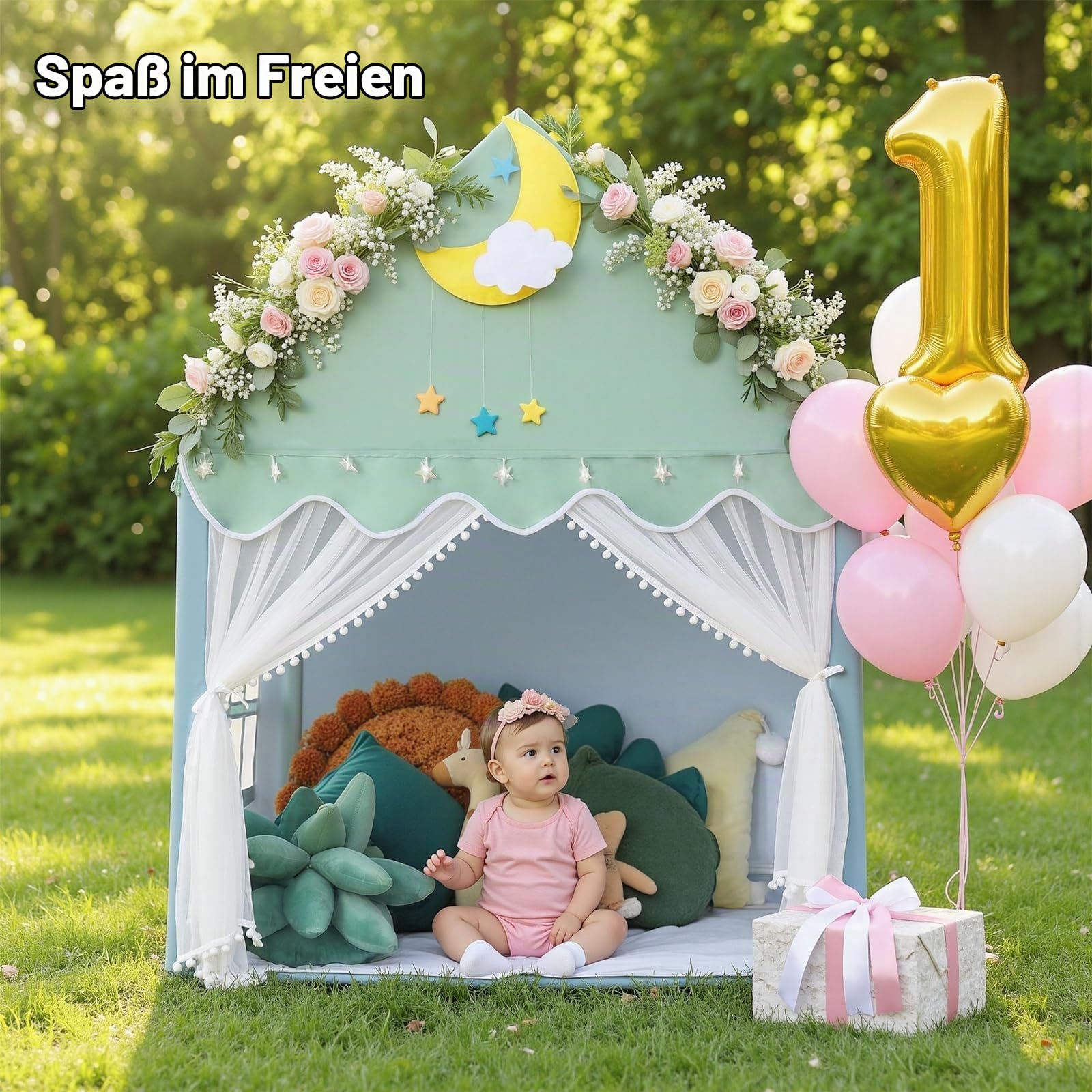 Wilwolfer Kinderzelt mit Matte: Kinderspielzelt für Kleinkinder - Kinderzelte für drinnen und draußen, Prinzessinnenspielhaus für Mädchen und Jungen, Spielzeughaus, (Grün)