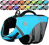 VIVAGLORY Sports Style Dog Life Jacket - Ripstop Buoyancy Vest with Handle for Swimming, Boating & Puppies, XL Blue