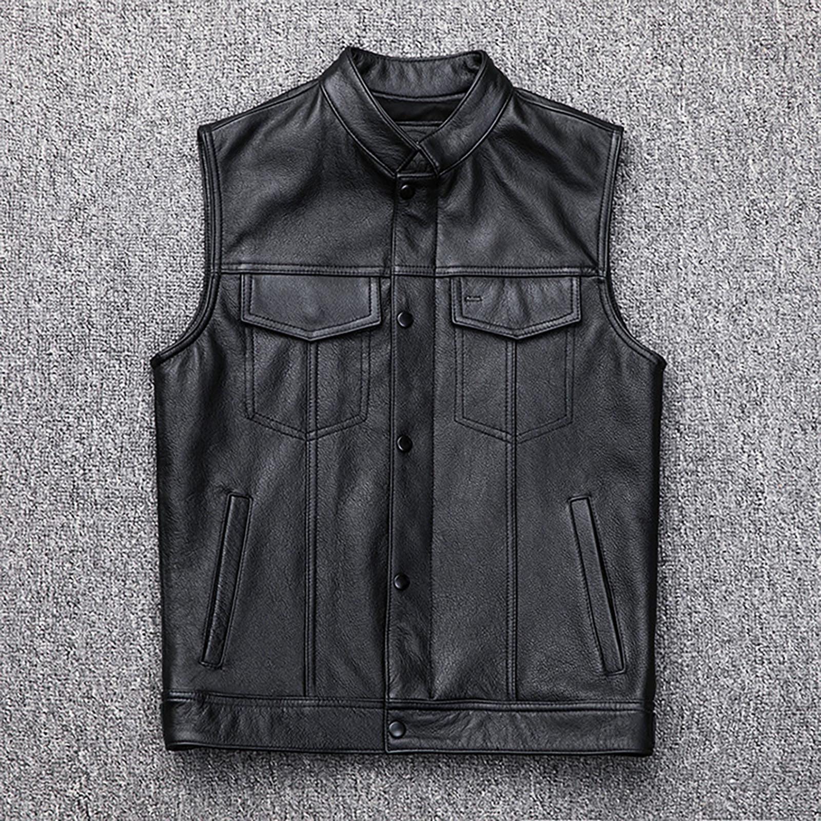 Generico Canottiere da Palestra Uomo-Gilet in Pelle Casual da Uomo alla Moda, alla Moda, Bello E alla Moda con Cerniera Magliette della Pelle