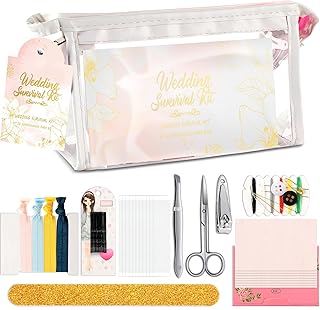 132 Pieces Wedding Survival Kit Bridal Mini Emergency Kit Bridal Party Proposal Gifts for Women with Makeup Bags Floral Wedding Bride Emergency Supplies(Flowers Style)