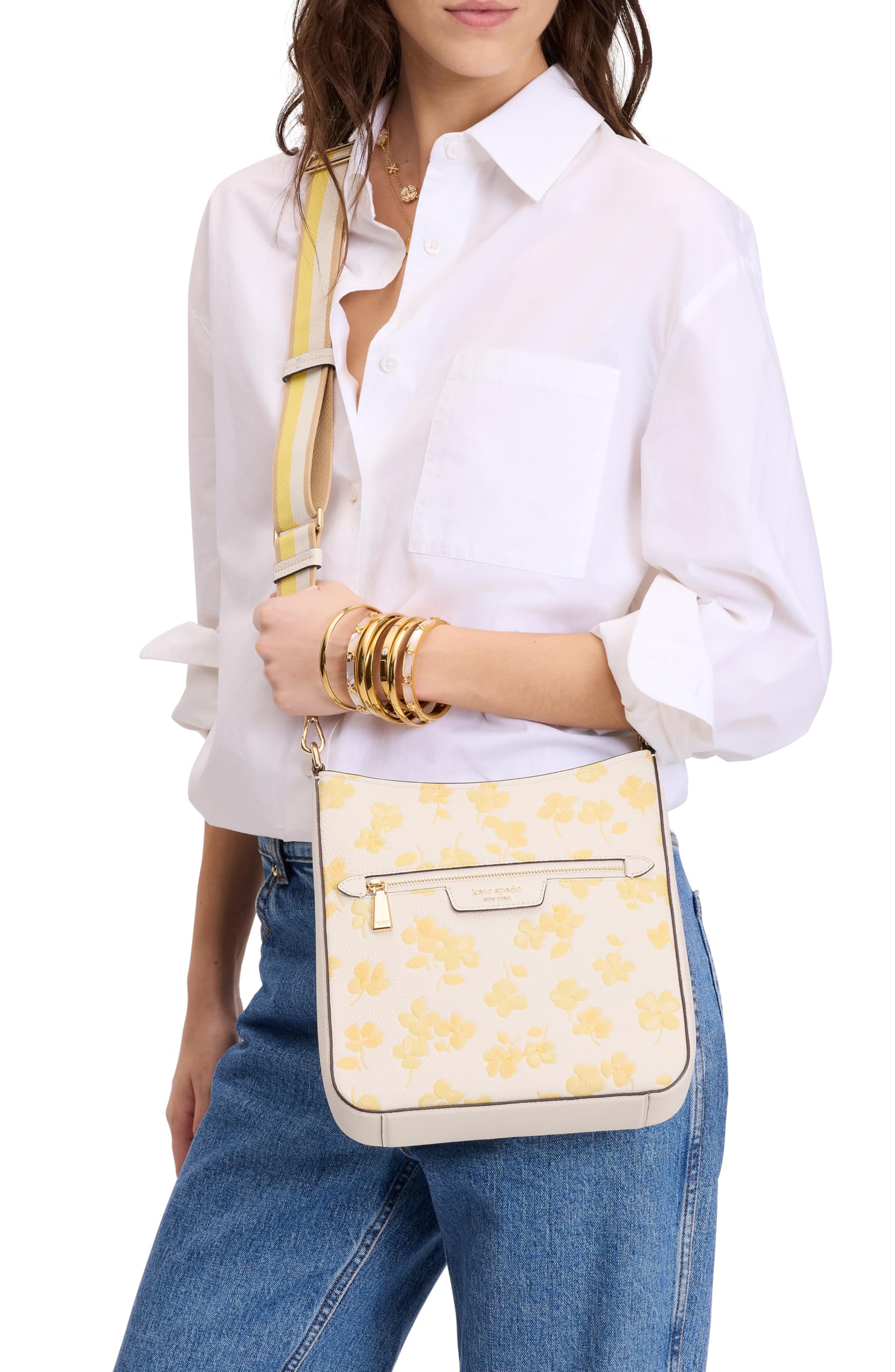 kate spade new york Hudson Pebbled Leather Large Messenger Crossbody